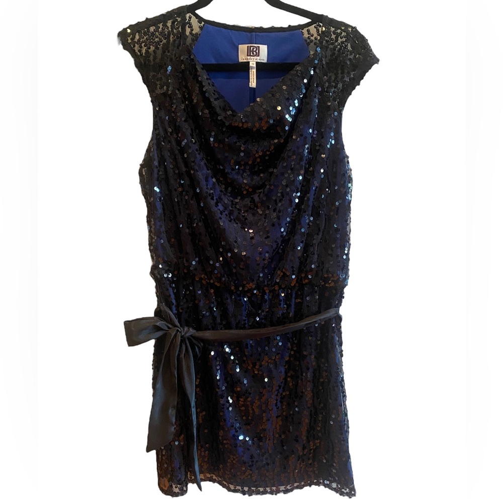 Laundry By Design Cobalt Blue/Black Mini Sequin Dress